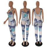 SC Dollar Print Vest And Pants Two Piece Set GDYF-6650