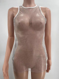 SC Sexy Fishnet Perspective Sleeveless Mini Club Dress XMEF-1172