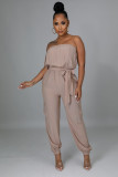 SC Solid Strapless Sashes Jumpsuit MXDF-6077