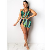 SC Sexy Printed Halter Hollow Out Mini Club Dress GCNF-0001