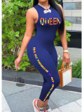 SC QUEEN Letter Print Sleeveless Jumpsuit NYMF-259