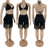 SC Sexy Halter Bra Top+Tassel Shorts 2 Piece Sets FNN-8660