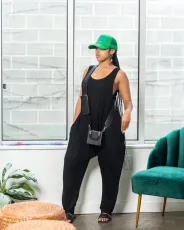 SC Solid Sleeveless Pocket Loose Jumpsuit BLX-61001