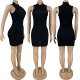 SC Solid Sleeveless Bodycon Mini Dress FNN-8661