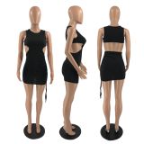SC Solid Backless Sleeveless Mini Dress XHAF-10016