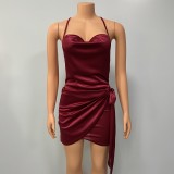 SC Sexy Solid Color Backless Mini Dress XMY-9351