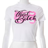 SC Sexy Printed O Neck Short Sleeve Slim T-Shirt FSL-F194