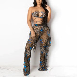 SC Sexy Printed Bra Top+Ruffled Pants 2 Piece Sets (With Briefs )SH-3592-1