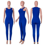 SC Solid Sleeveless O Neck Tight Jumpsuit MA-Y476