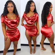 SC Sexy Crop Top Split Mini Skirt Club 2 Piece Sets YNSF-1801