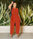 SC Solid Sexy Halter Backless Split Leg Jumpsuit MEM-88426