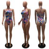 SC Sexy Printed Halter One-Piece Swimsuit MAE-2133