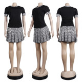 SC Casual Printed T Shirt Mini Skirt Two Piece Sets NY-2342