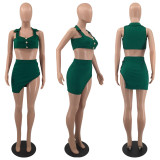 SC Sexy Sleeveless Crop Top Irregular Mini Skirt 2 Piece Sets LM-8312