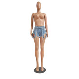 SC Denim Rhinestone Tassel Jeans Shorts GCNF-0169