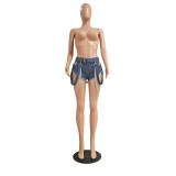 SC Denim Rhinestone Tassel Jeans Shorts GCNF-0169