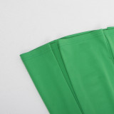 SC Green Sleeveless Pleated Mini Skirt 2 Piece Sets NY-10190