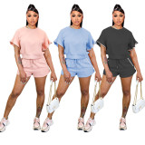 SC Solid Short Sleeve Two Piece Sets AWN-5251