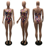 SC Sexy Printed Halter One-Piece Swimsuit MAE-2133
