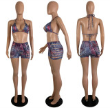 SC Sexy Printed Bra Top Hole Shorts 2 Piece Sets LSL-6488