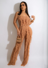 SC Sexy Mesh Ruffled Tube Top And Pants 2 Piece Sets LSD-82027