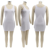 SC Plus Size Solid Sleeveless Bodycon Mini Dress SFY-2162