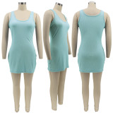 SC Plus Size Solid Sleeveless Bodycon Mini Dress SFY-2162