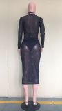 SC Sexy Mesh See Through Club Dress+Lingerie 3 Piece Sets ORY-Y5190