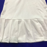 SC Solid Puff Sleeve Pleated Mini Dress MEI-9237