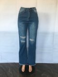 SC Plus Size Denim Ripped Hole Mid-Waist Jean Pants LX-5511