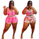 SC Plus Size Printed Tank Top And Shorts 2 Piece Sets BDF-8133