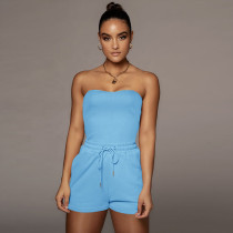 SC Solid Strapless Bodysuit+Shorts 2 Piece Sets MA-Y441