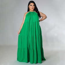 SC Plus Size Solid Sleeveless Big Swing Maxi Dress NNWF-7463