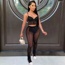 SC Sexy Mesh See Through Two Piece Pants Sets FOSF-8210