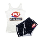 SC Plus Size Casual Prited Tank Top And Shorts 2 Piece Sets SHD-9363