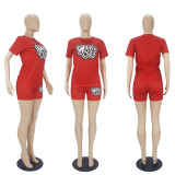 SC Casual Printed T Shirt And Shorts 2 Piece Sets SHD-9372
