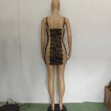 SC Sexy Lace Patchwork Padded Spaghetti Strap Club Dress BN-9321