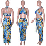 SC Sexy Printed Wrap Chest Long Skirt 2 Piece Sets SH-390283