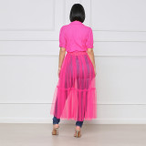 SC Fashion Solid Color Tulle Splice Dress YNB-7248