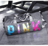 SC PINK Letter Laser Sequin Fitness Gym Travel Bags GBRF-92Laser
