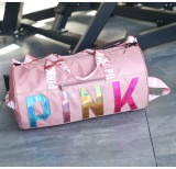 SC PINK Letter Laser Sequin Fitness Gym Travel Bags GBRF-92Laser