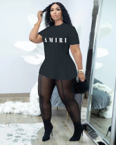 SC Nightclub Fashion Casual Letter Print T-shirts Mesh Pants 2 Piece Sets WAF-425222