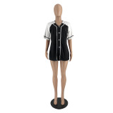 SC Sports Casual Splice Button Short Sleeve Baseball Coat IV-8301