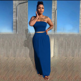 SC Solid Tube Top Maxi Skirt Two Piece Sets ME-S842