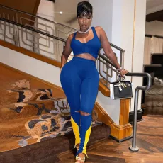 SC Casual Tank Top+Hole Pants 2 Piece Sets ME-8039