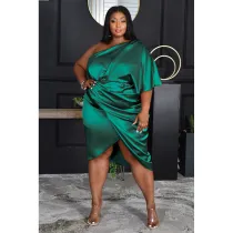 SC Plus Size Sexy One Shoulder Midi Dress ASL-7078