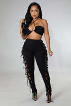 SC Solid Sexy Lace-Up Tube Top+Pants 2 Piece Sets ME-8052