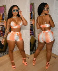 SC Casual Printed Sexy Sling Top Shorts Two Piece Sets ORY-5227
