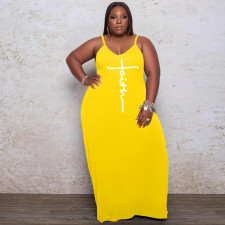 SC Plus Size Casual Sling Print Maxi Dress WAF-772081