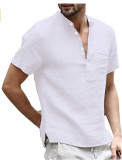 SC Men's Stand Collar Simple Short Sleeve Top 5XL FLZH-ZT128